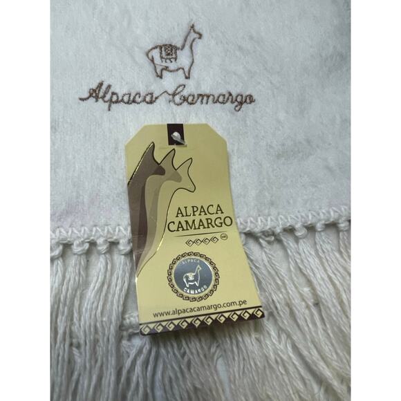 ALPACA CAMARGO PERUVIAN SCARF WINTER 100%ALPACA IVORY COZY SOFT SOPHISTICATED - Picture 10 of 11